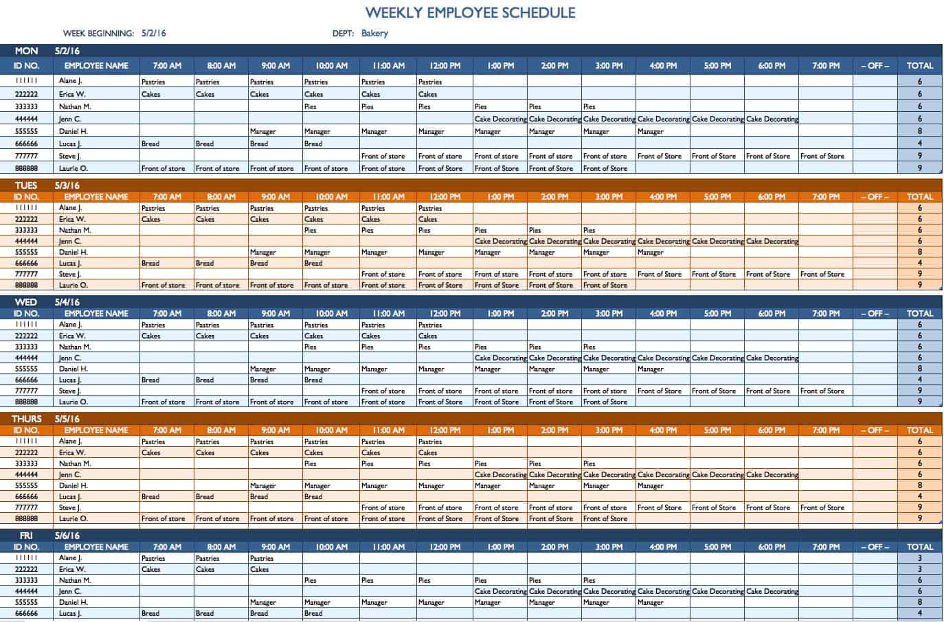 Employee Scheduling Calendar Template Free Weekly Schedule Templates for Excel Smartsheet