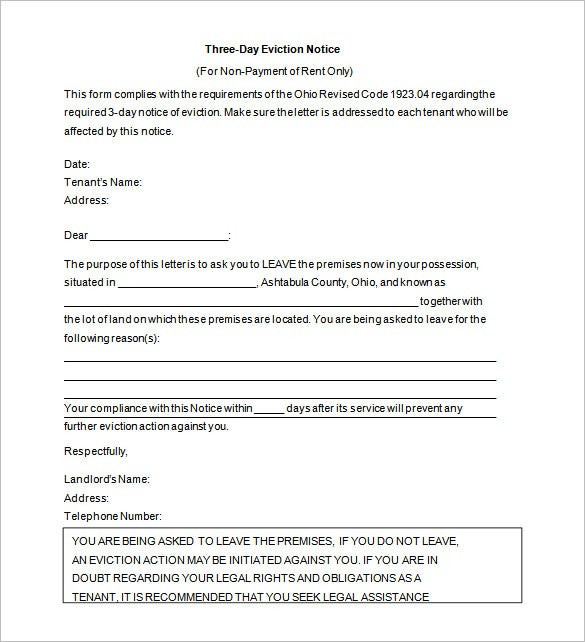 Eviction Letter Template Free 37 Eviction Notice Templates Doc Pdf
