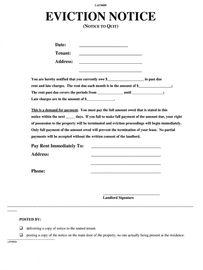 Eviction Letter Template Free Notice to Evict Template