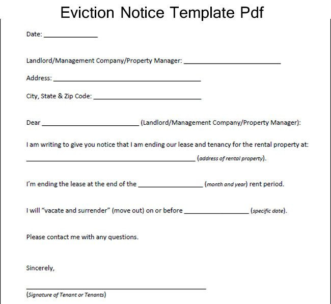 Eviction Letter Template Free Sample Eviction Notice Template Pdf