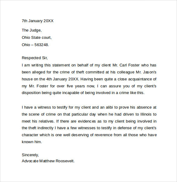 Letter to Court Template 8 Character Letter Templates for Court – Pdf Word