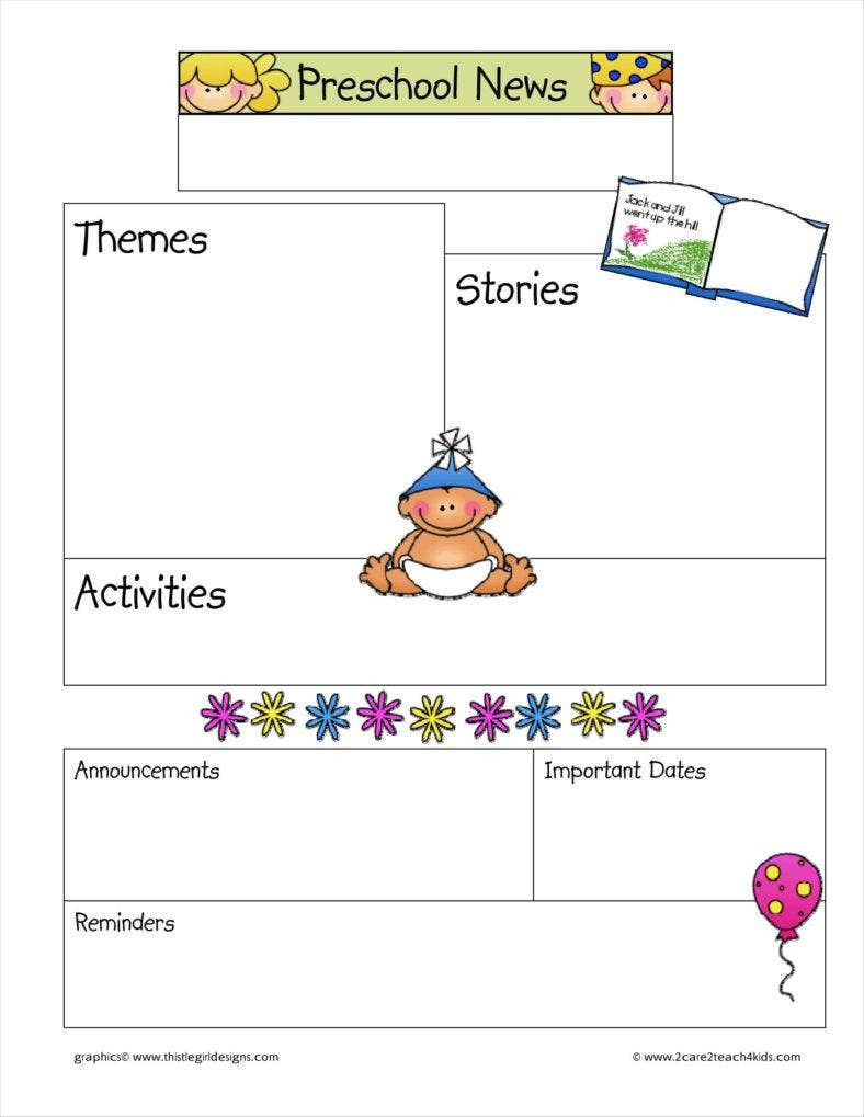 Newsletter Template for Preschool 11 Kindergarten Newsletter Templates Free Samples