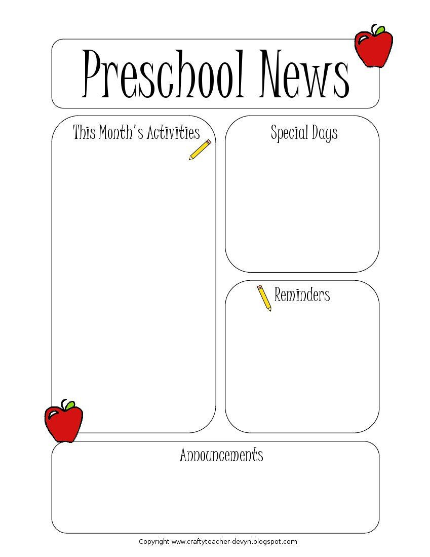 Newsletter Template for Preschool Preschool Newsletter Template