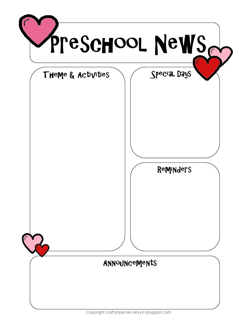 Newsletter Template for Preschool Preschool Newsletter Template