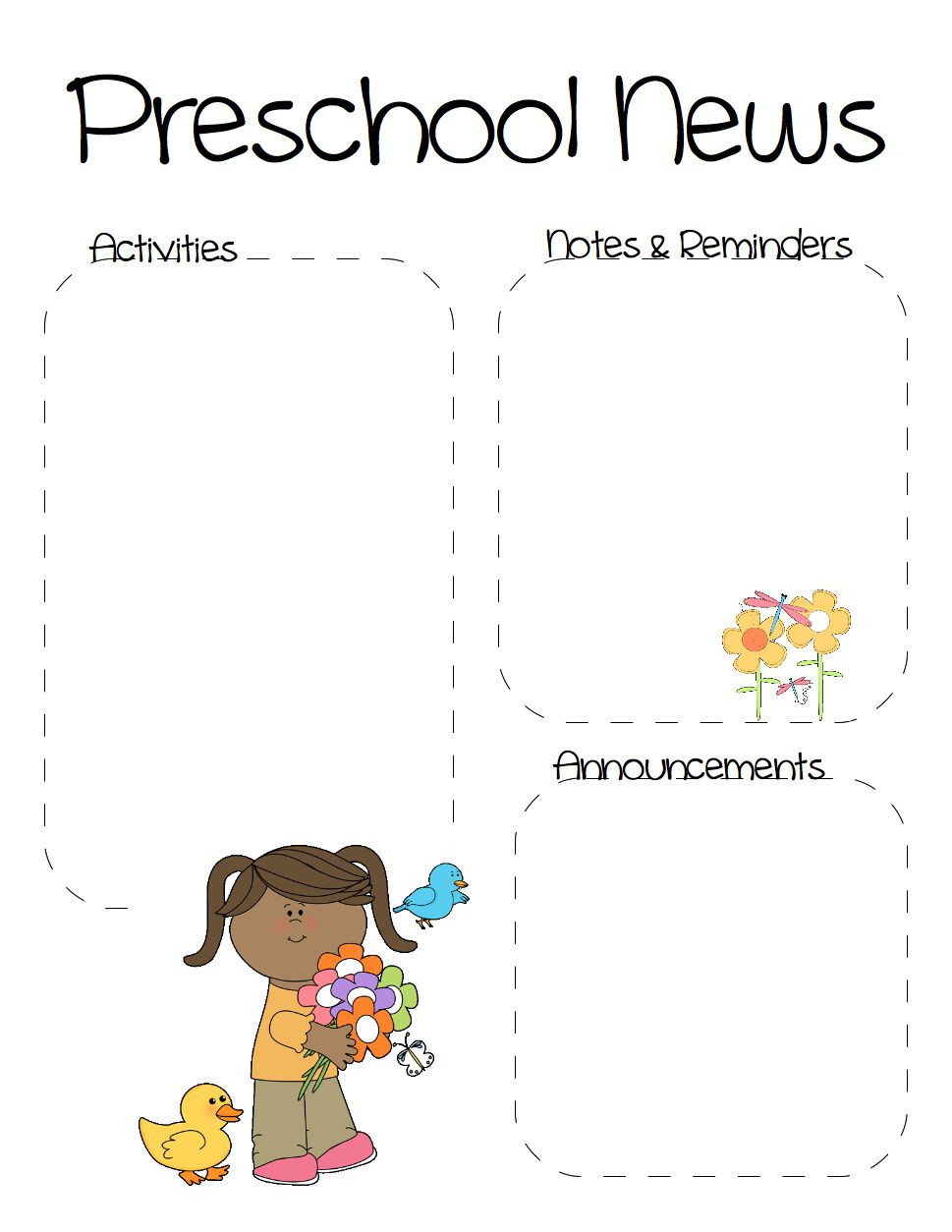 Newsletter Template for Preschool Spring Preschool Newsletter Template