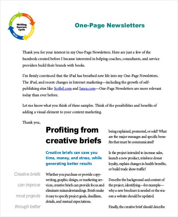 One Page Newsletter Template 28 Newsletter Template Free Psd Ai Word Pdf
