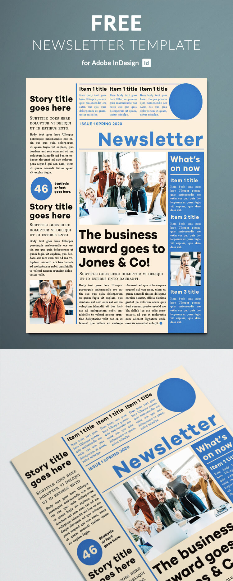 One Page Newsletter Template Modern Newsletter Template for Indesign