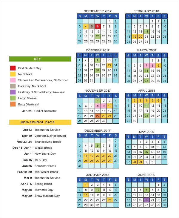School Year Calendar Template Free 9 Sample Printable Calendar Templates In Ms Word