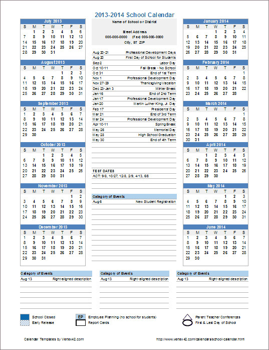 School Year Calendar Template This Template is Useful for Creating Official School