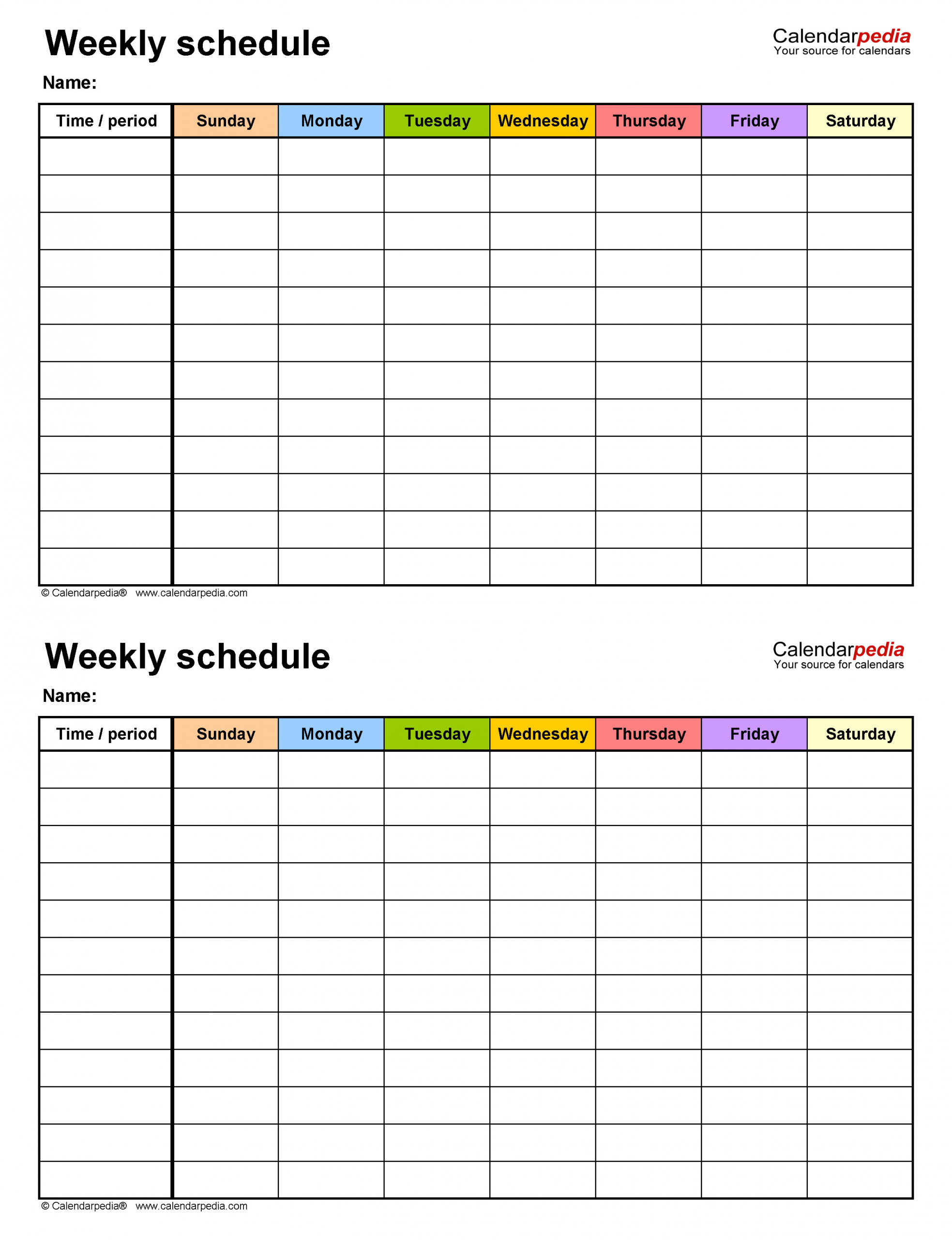 Work Week Calendar Template Free Weekly Schedule Templates for Word 18 Templates