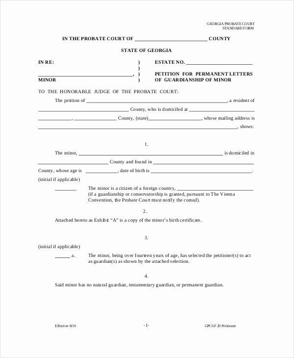 Child Custody Letter Template Child Custody Letter Template Awesome Guardianship forms 9