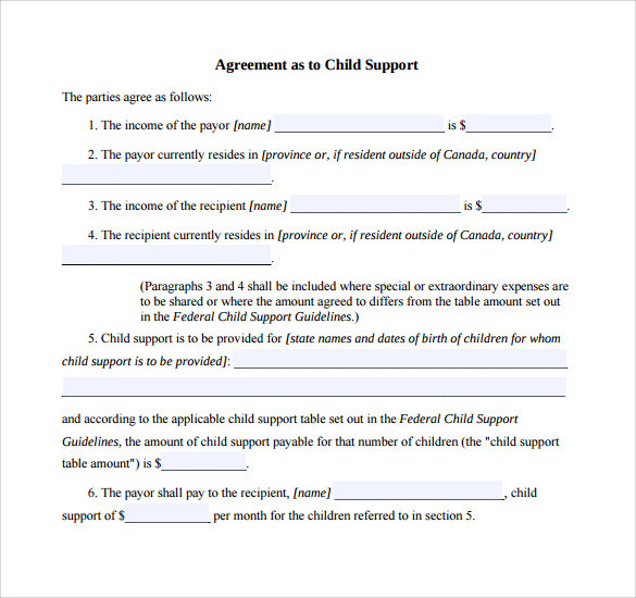 Child Support Letter Template Free 8 Sample Child Support Agreement Templates In Pdf