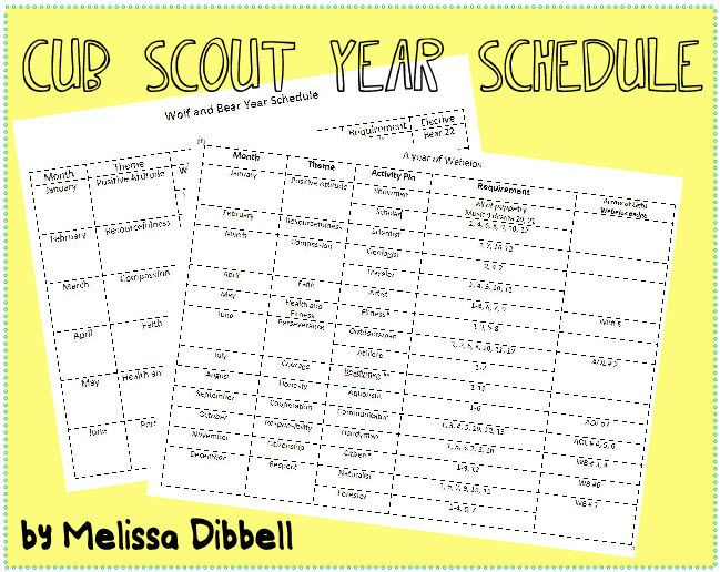 Cub Scout Calendar Template Cub Scout Year Schedule Bined Schedule for Wolf and