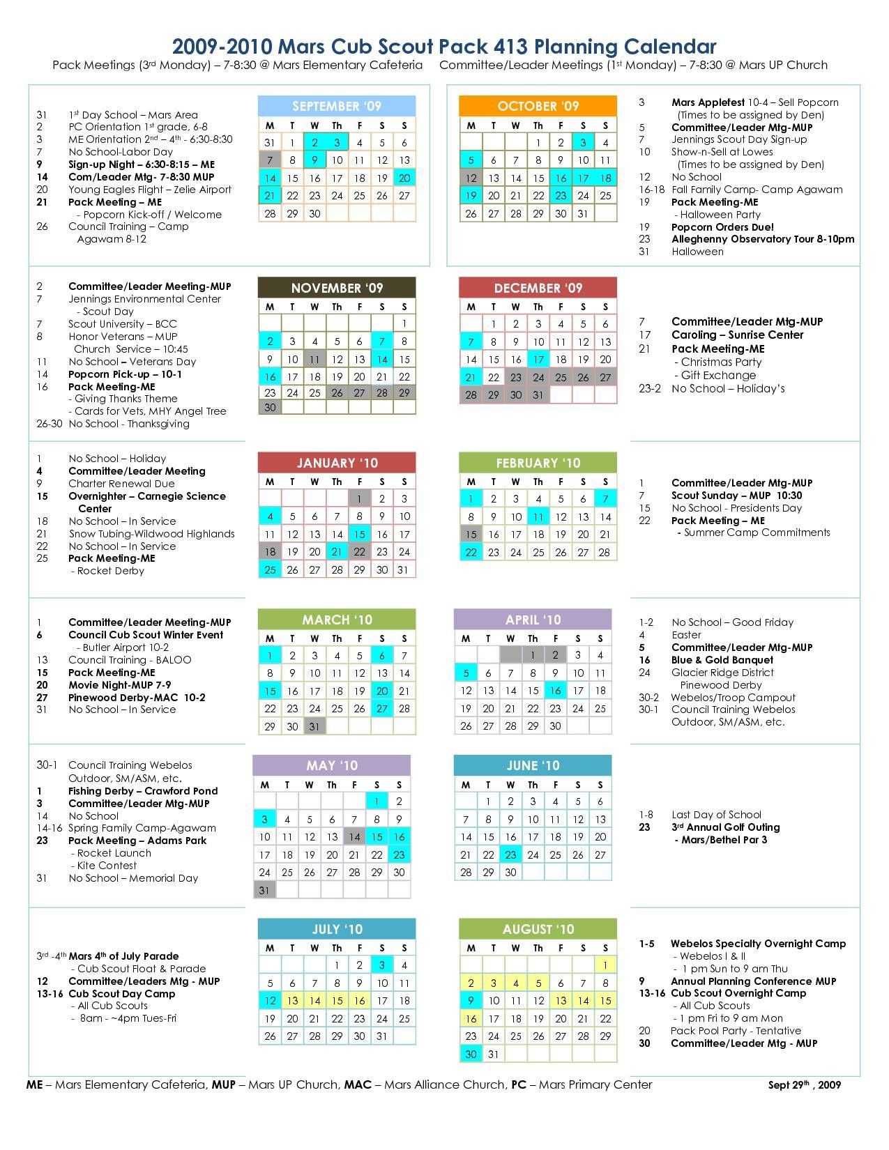 Cub Scout Calendar Template Pin On Erik Scouts