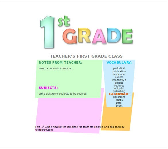 First Grade Newsletter Template 8 Free Newsletter Templates Free Word Pdf Documents