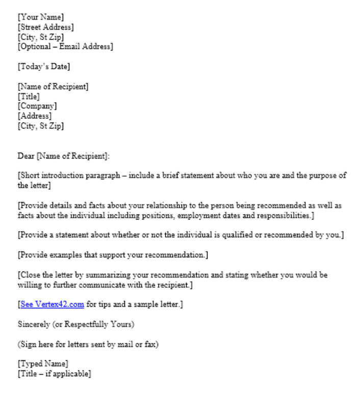 Free Reference Letter Template Free Reference Letter Template 74 Examples Of Reference
