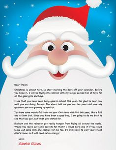 Letter From Santa Template Free Santa Letter Holiday Christmas