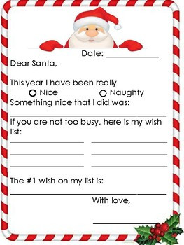 Letter From Santa Template Letter to Santa Template by Veronica Castro