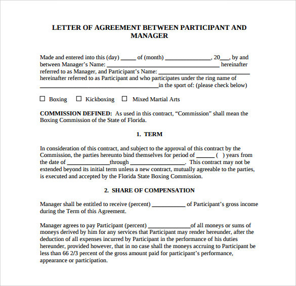 Letter Of Agreement Template Free 16 Letter Of Agreement Templates In Pdf