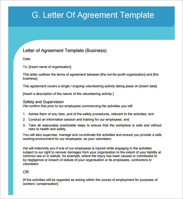 Letter Of Agreement Template Letter Of Agreement 16 Download Free Documents In Pdf Word