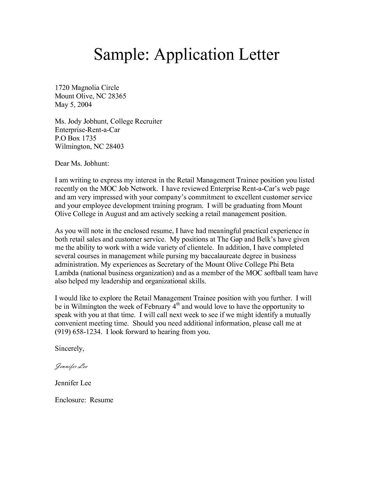 Letter Of Application Template 7 Application Letter Samples Sample Letters Word