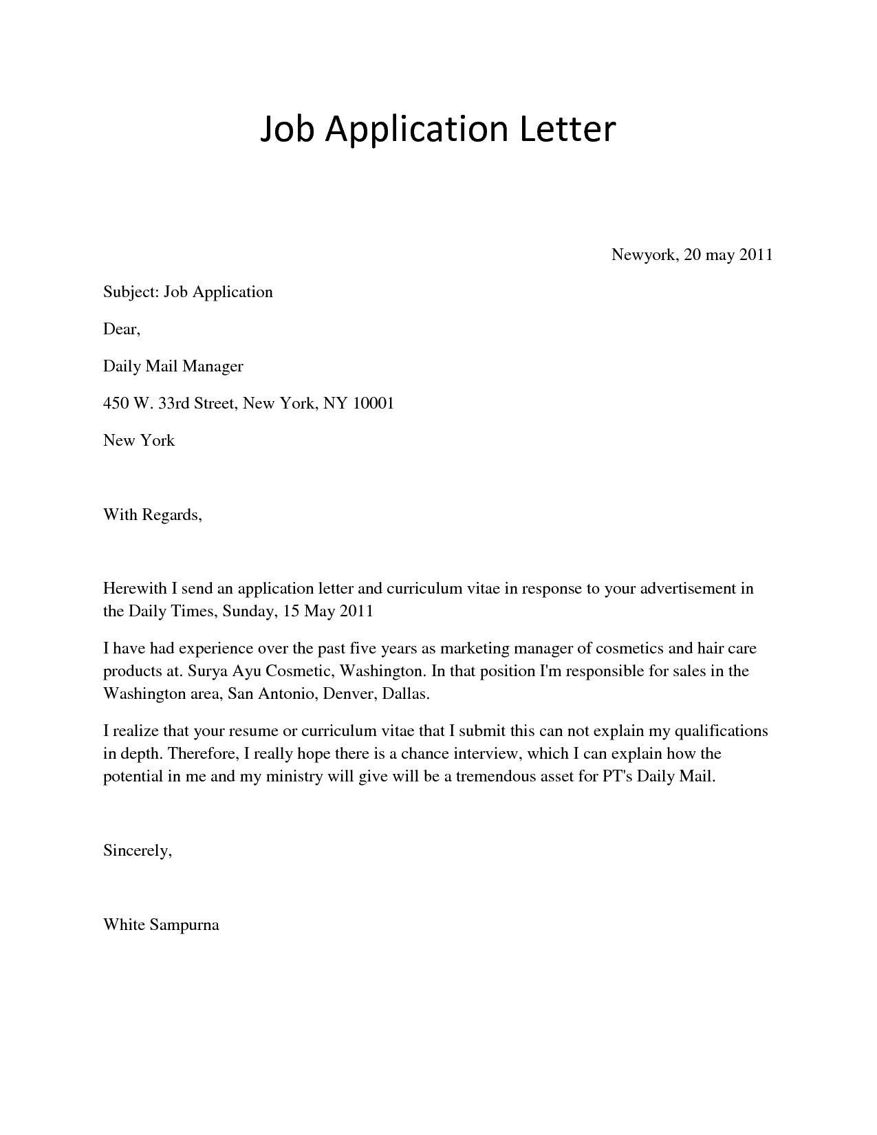 Letter Of Application Template Cover Letter Template Ngo