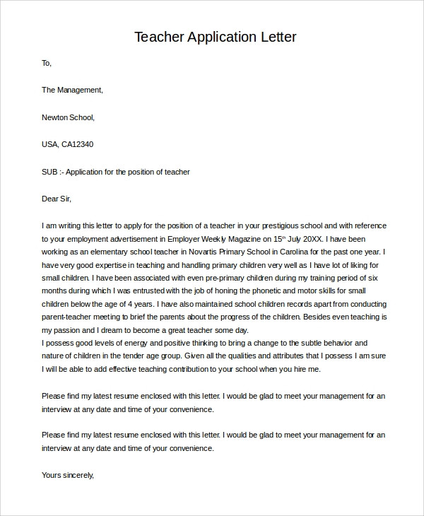 Letter Of Application Template Free 13 Sample Letter Of Application Templates In Pdf
