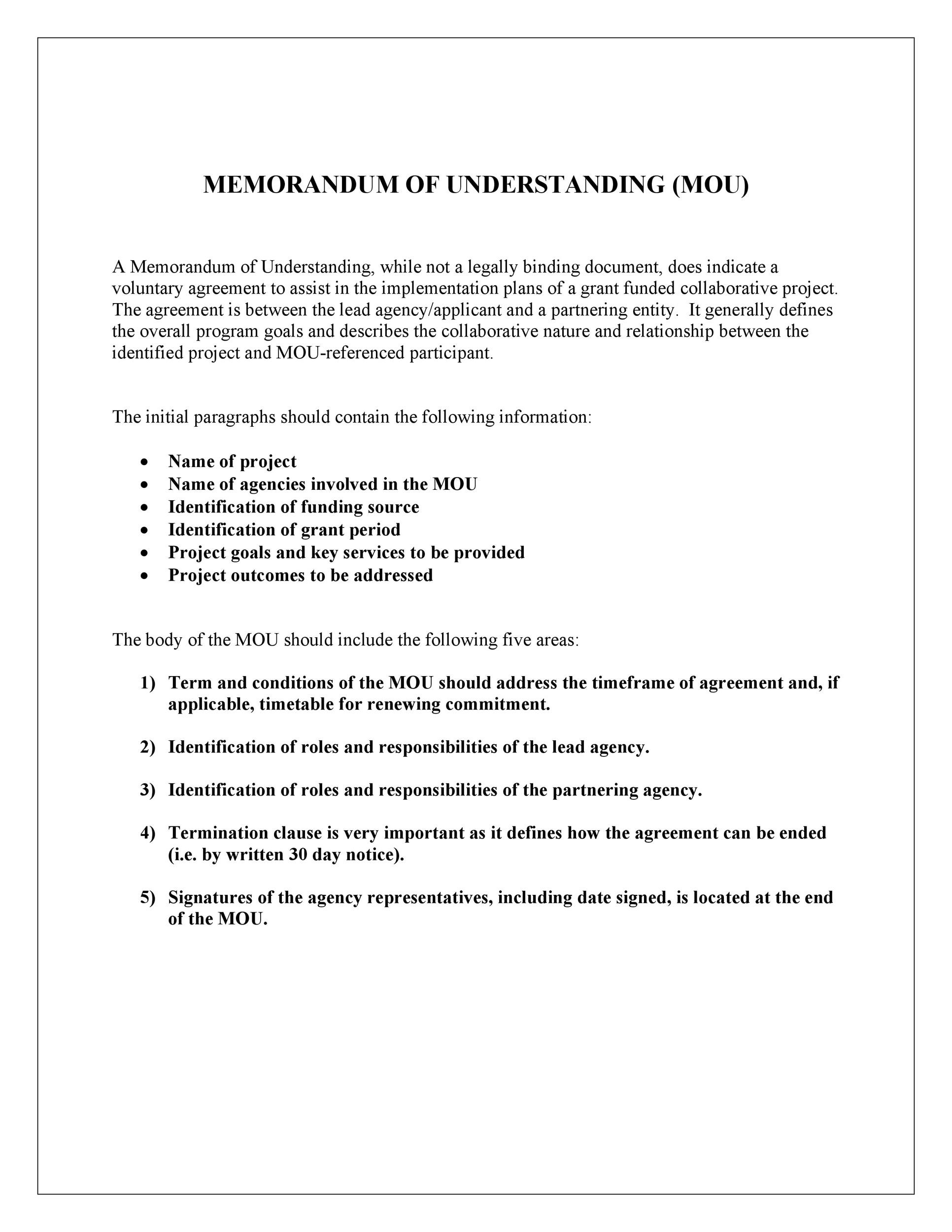Letter Of Understanding Template 50 Free Memorandum Of Understanding Templates [word]