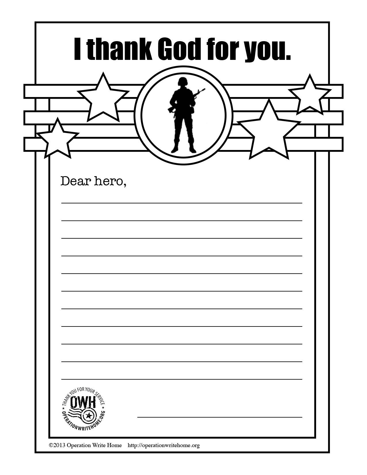 Letter to soldier Template Operation Write Home Thankgodc