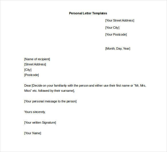 Personal Letter Template Word 26 Word Letter Templates Free Download