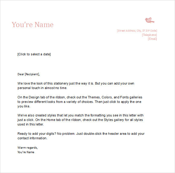Personal Letter Template Word Free 10 Sample Personal Letterhead Templates In Pdf