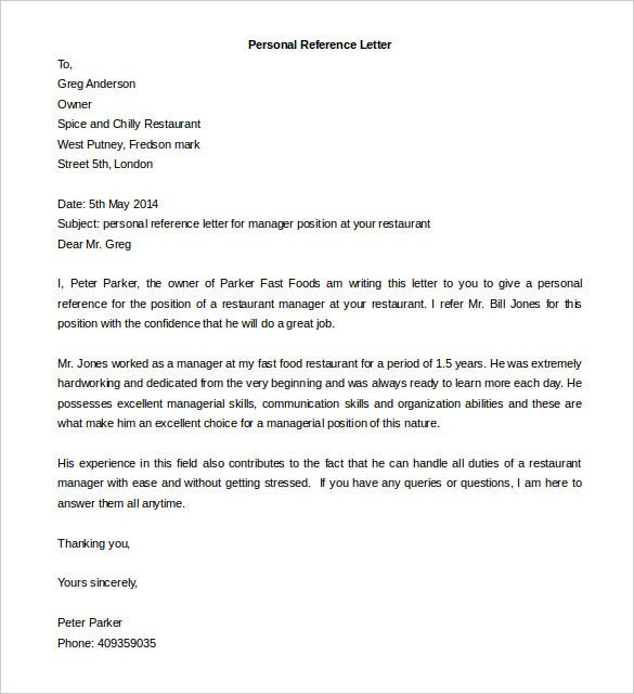 Personal Letter Template Word Free Reference Letter Templates 24 Free Word Pdf