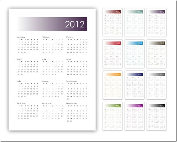 5x7 Calendar Template Free 2012 Year at A Glance Calendar 5x7 Size In 2 Designs