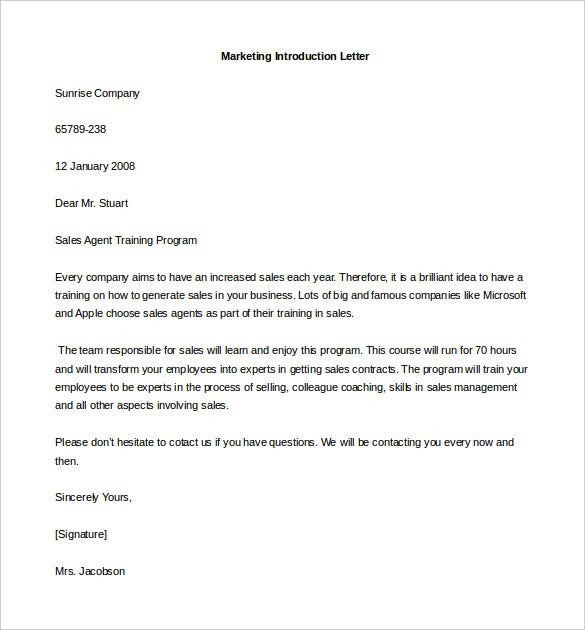 Business Introduction Letter Template 11 Letter Of Introduction Templates Pdf Doc