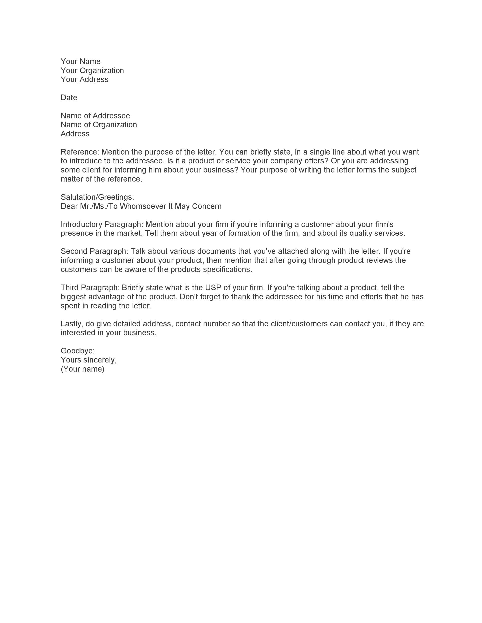 Business Introduction Letter Template 34 Free Business Introduction Letters Pdf &amp; Ms Word