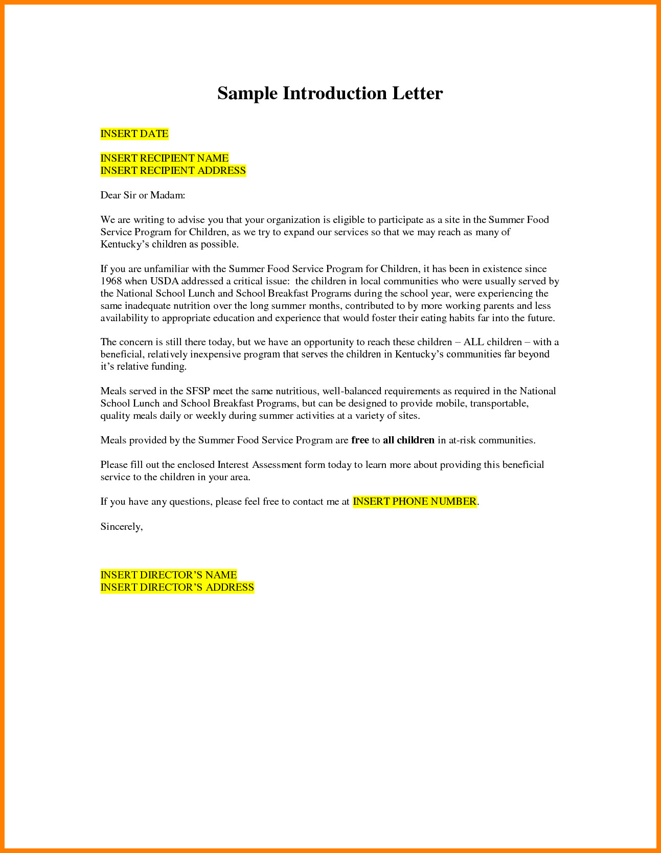 Business Introduction Letter Template 5 formal Introduction Letter