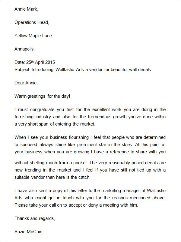 Business Introduction Letter Template Free 21 Sample Business Introduction Letter Templates In