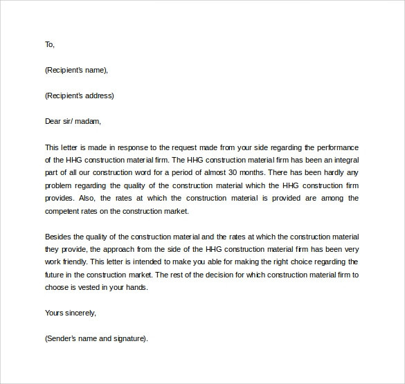 Business Reference Letter Template Free 14 Business Reference Letter Templates In Ms Word
