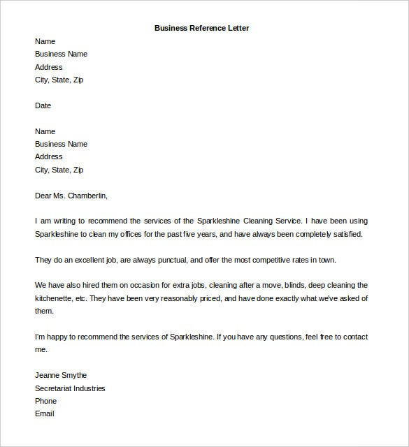 Business Reference Letter Template Free Reference Letter Templates 24 Free Word Pdf