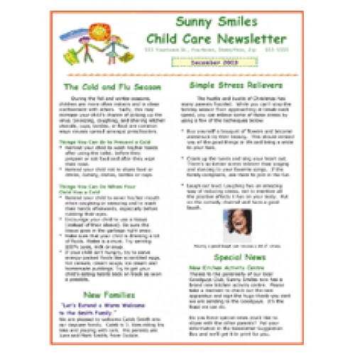 Child Care Newsletter Template Daycare Newsletter Template