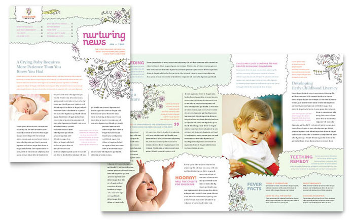 Child Care Newsletter Template Give New Life to A Baby &amp; Child Daycare with Brochure and