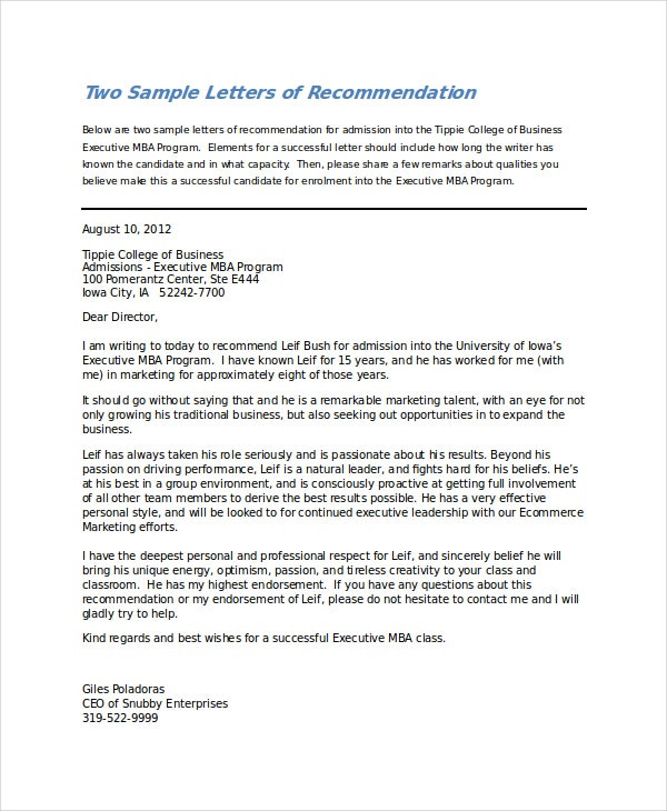 College Reference Letter Template 6 College Reference Letter Templates Free Sample