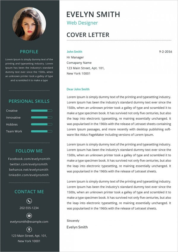 Cover Letter Design Template 21 Cover Letter Free Sample Example format