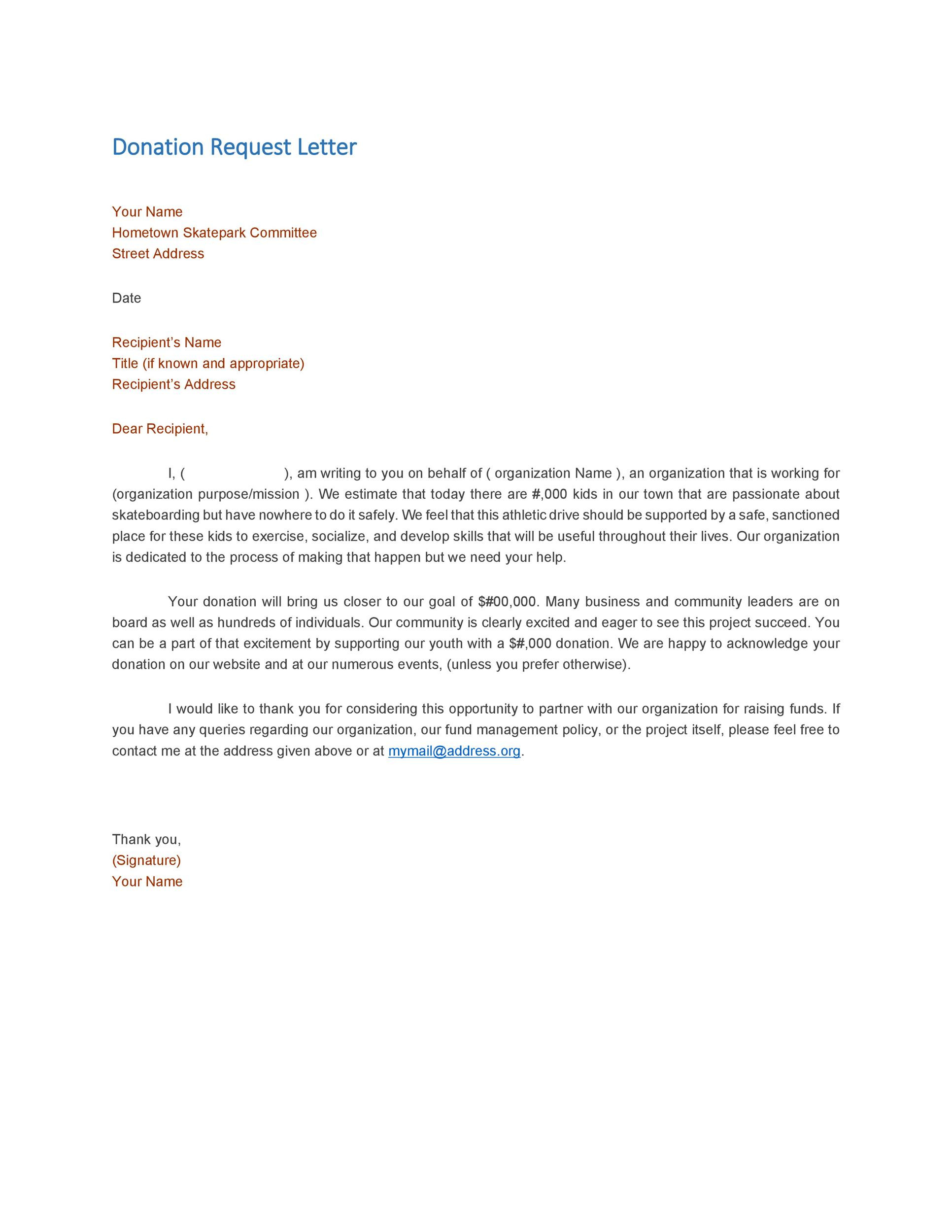 Donation Request Letter Template 43 Free Donation Request Letters &amp; forms Templatelab