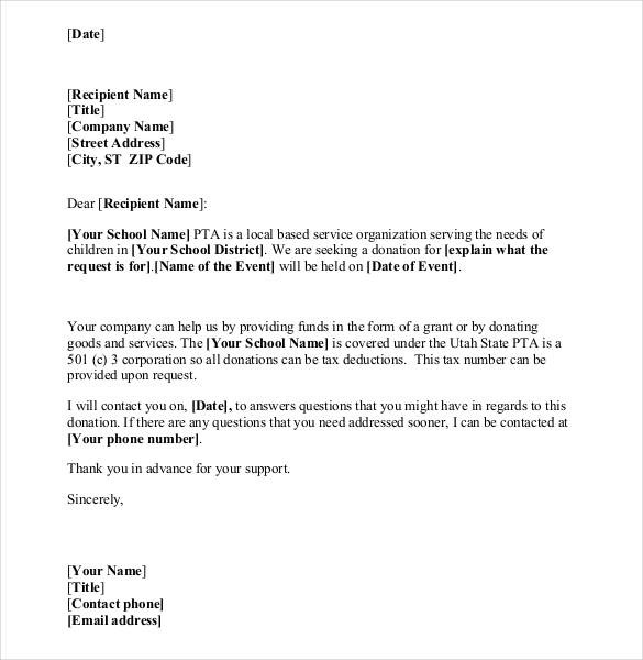 Donor Request Letter Template Sample Donation Request Letter for School