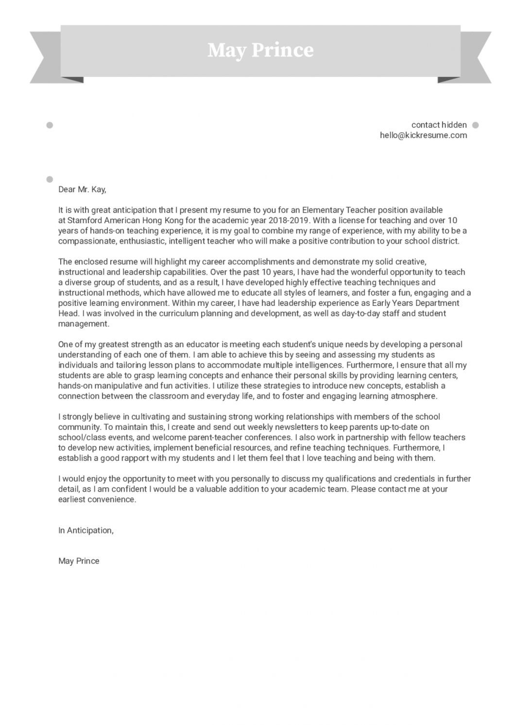 Education Cover Letter Template Explore Our Sample Of Elementary Education Cover Letter
