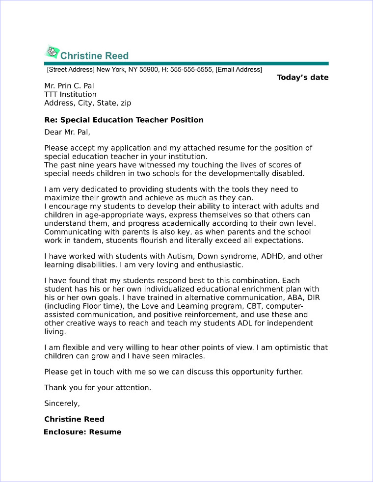 Education Cover Letter Template Special Education Cover Letter Sample