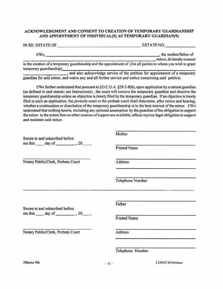 Free Guardianship Letter Template Free Temporary Guardianship form Template Beautiful Free
