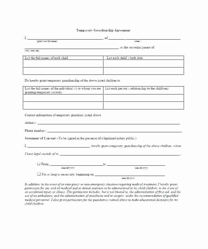 Free Guardianship Letter Template Free Temporary Guardianship form Template Best Guardian