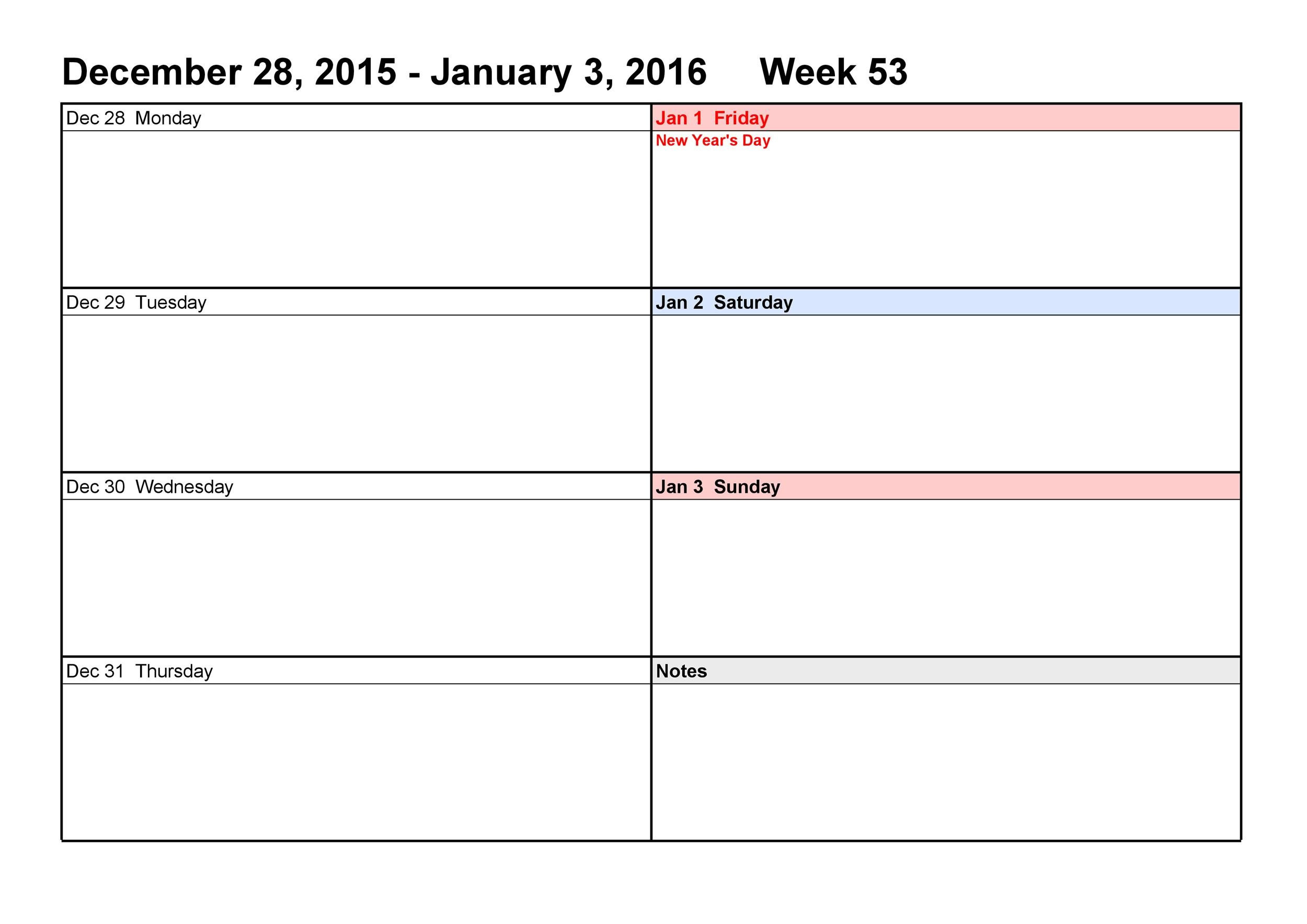 Free Weekly Calendar Template 26 Blank Weekly Calendar Templates [pdf Excel Word]